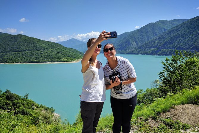 Kazbegi Adventure Day Trip - Hike to Gveleti waterfall plus Gergeti, Ananuri - Ananuri Fortress: stone towers beside the road